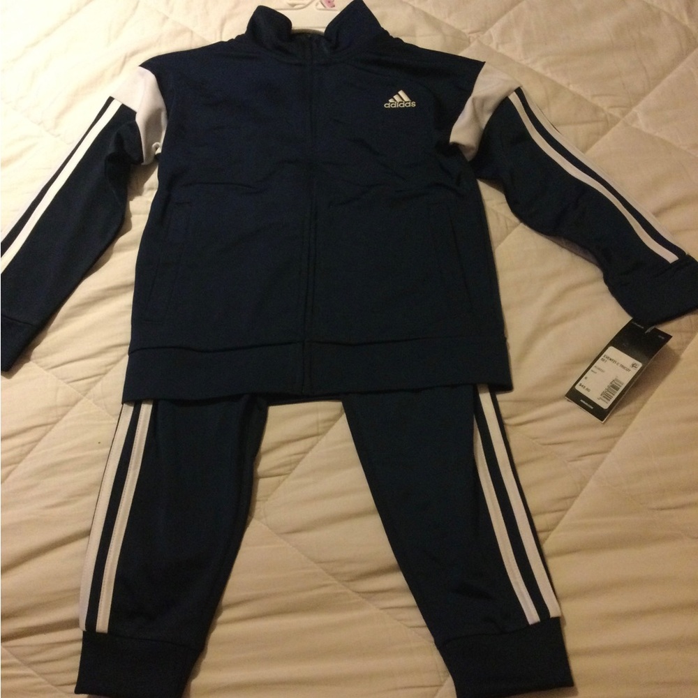 Adidas boys navy blue track jacket & pants set
